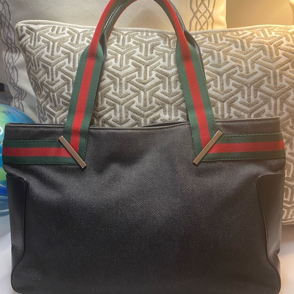 GUCCI Web Denim Tote - Picture 2 of 16